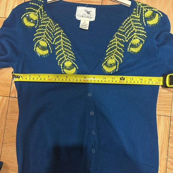 Anthropologie Tabitha Cardigan - beaded peacock 🦚 feathers- so pretty! - Picture 9 of 10